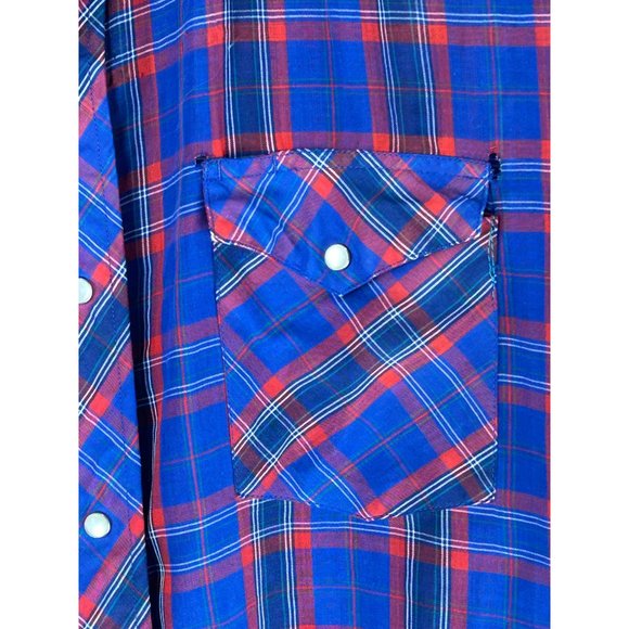 Vintage wrangler distressed brush popper snap button shirt - Picture 2 of 12